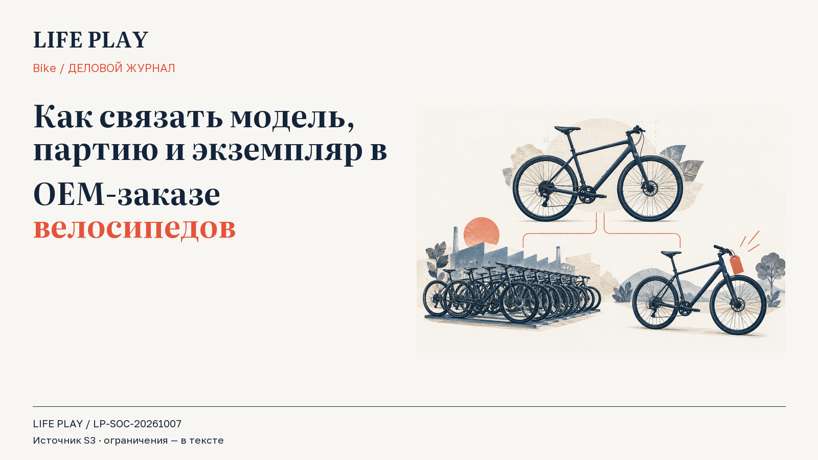 Связь товарного варианта, партии и отдельного велосипеда в заказе OEM